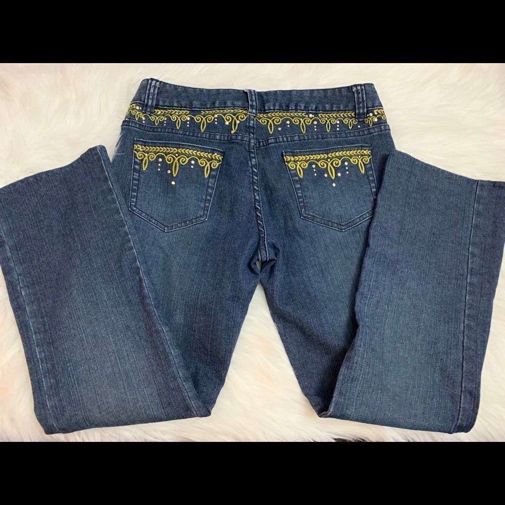 Gold Embroidered Jeans 